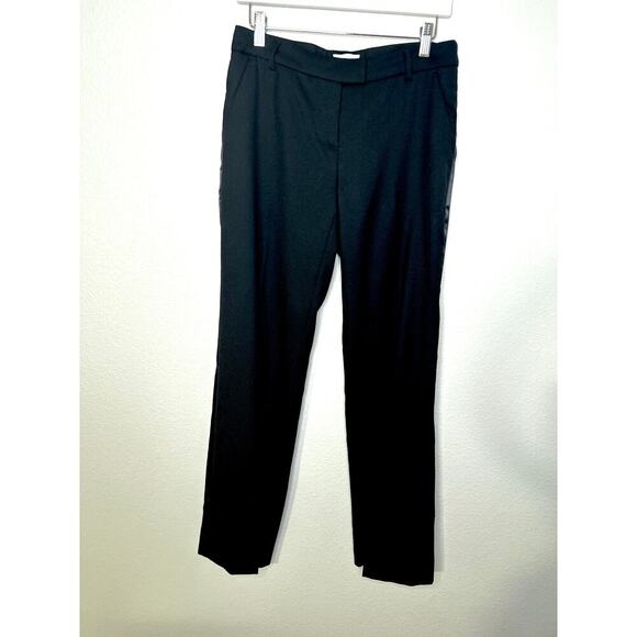 Garnet Hill black wool lined straight/wide leg tuxedo full length trousers sze 6 - Picture 1 of 12